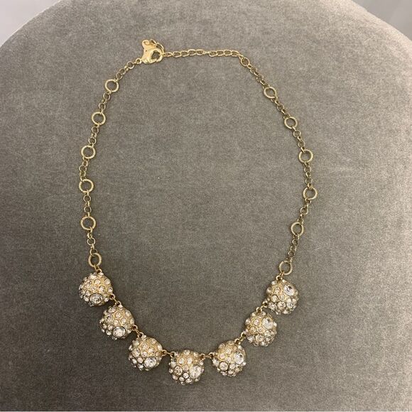 GOLDTONE rhinestone embellished circular necklace - Picture 2 of 12